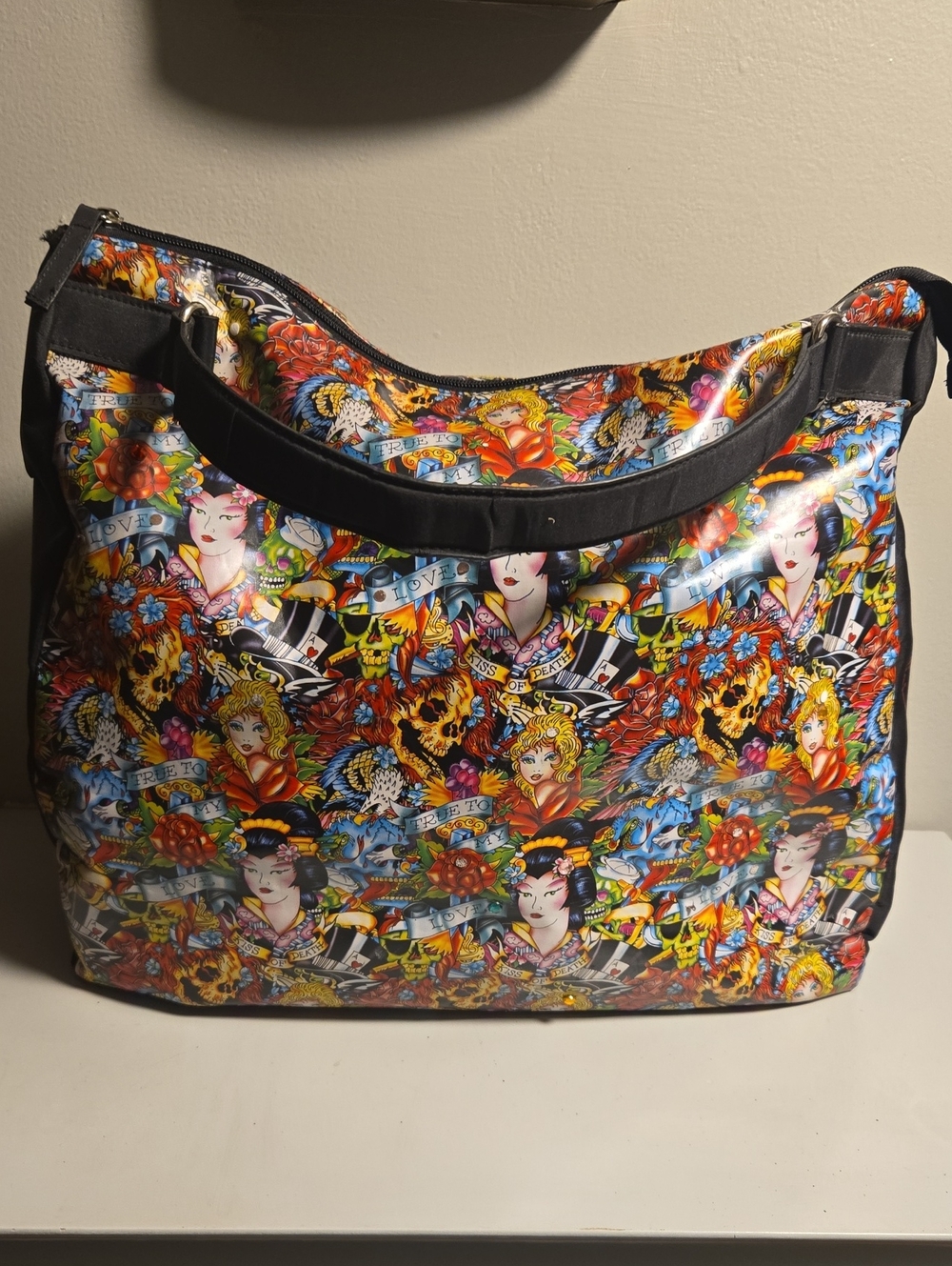 Ed Hardy By Christian Audigier Multicolor Tattoo-Print Shoulder Tote